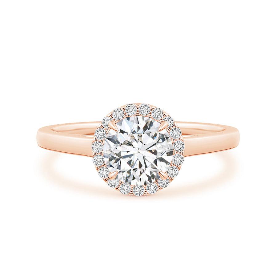 Cathedral Round Lab Grown Diamond Halo Ring with Claw-Setting