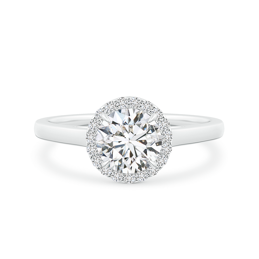 Cathedral Round Lab Grown Diamond Halo Ring with Claw-Setting