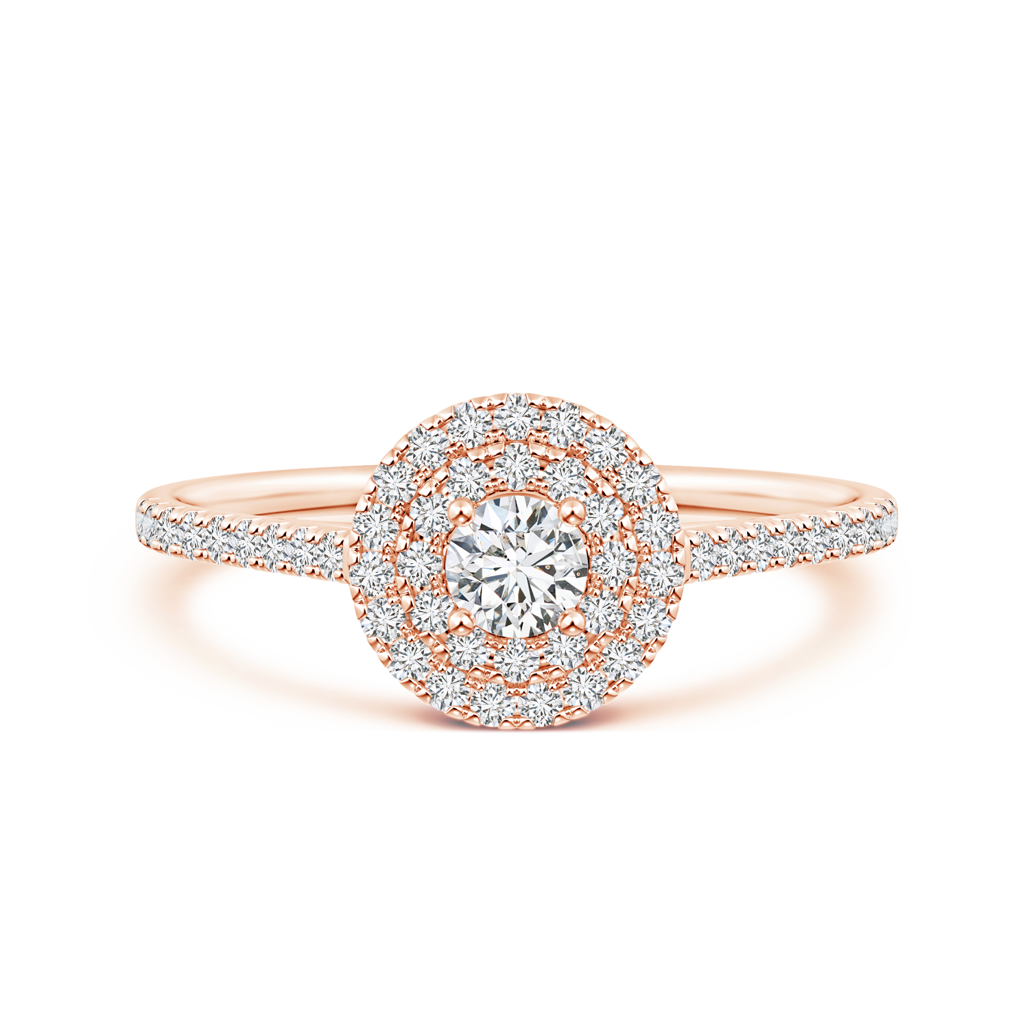 Round Lab Grown Diamond Double Halo Engagement Ring