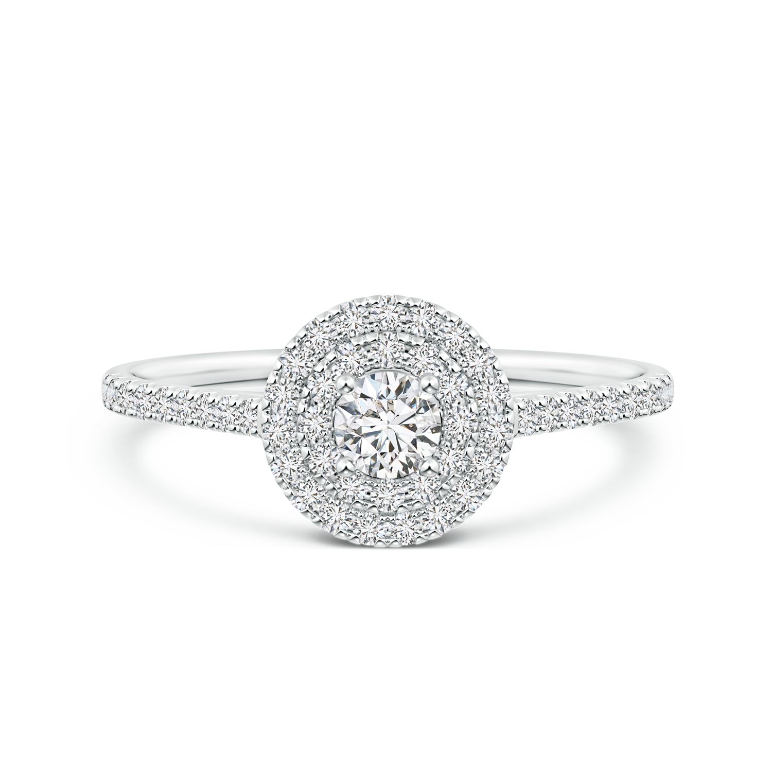 Round Lab Grown Diamond Double Halo Engagement Ring
