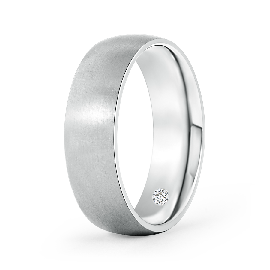 Classic Matte Finish Low Dome Wedding Band with Lab Grown Secret Diamond