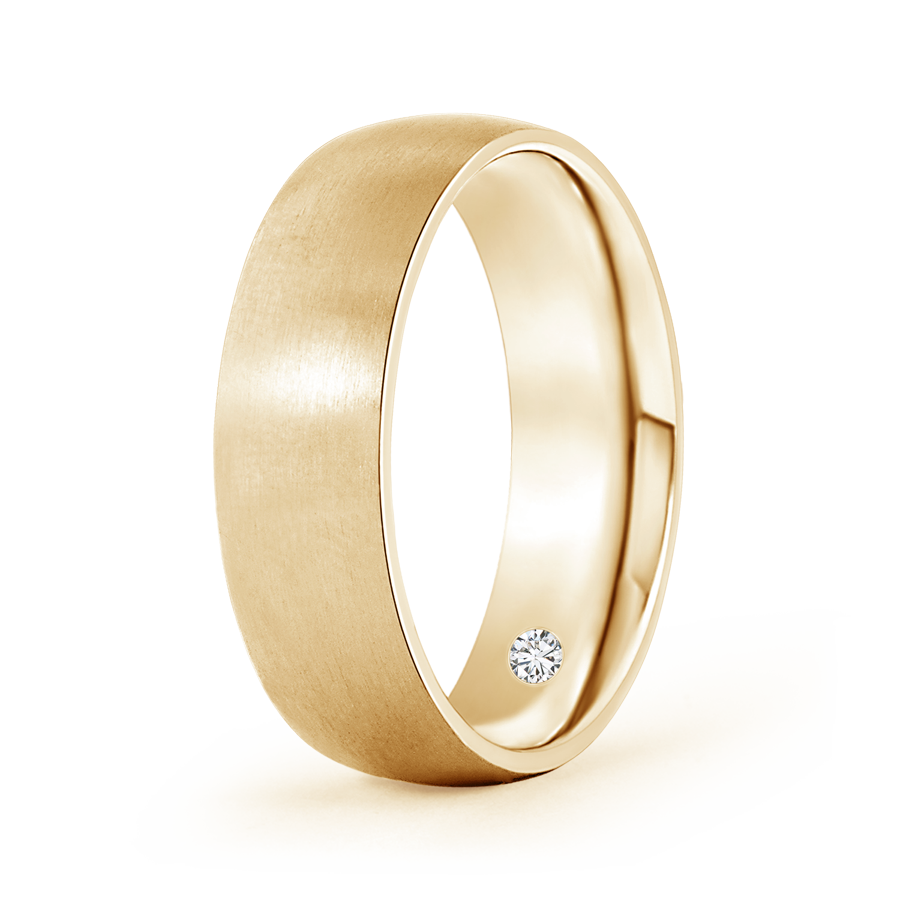 Classic Matte Finish Low Dome Wedding Band with Lab Grown Secret Diamond