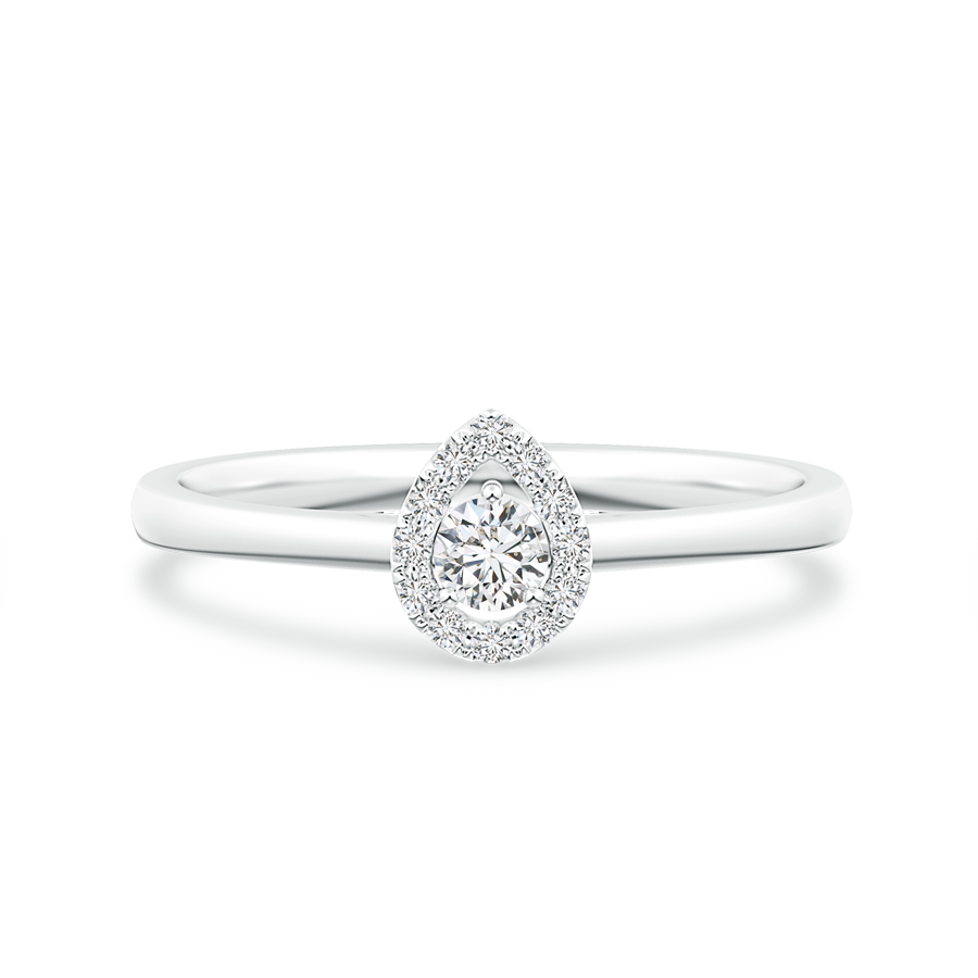 Pear-Framed Floating Round Lab Grown Diamond Halo Ring