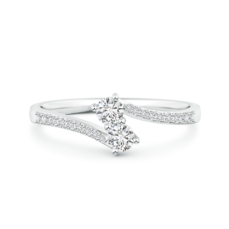 Two Stone Lab Grown Diamond Bypass Ring with Accents