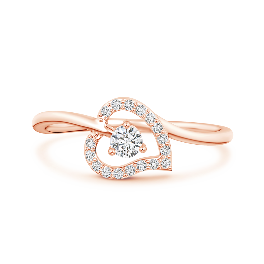 Open Heart Round Lab Grown Diamond Bypass Ring