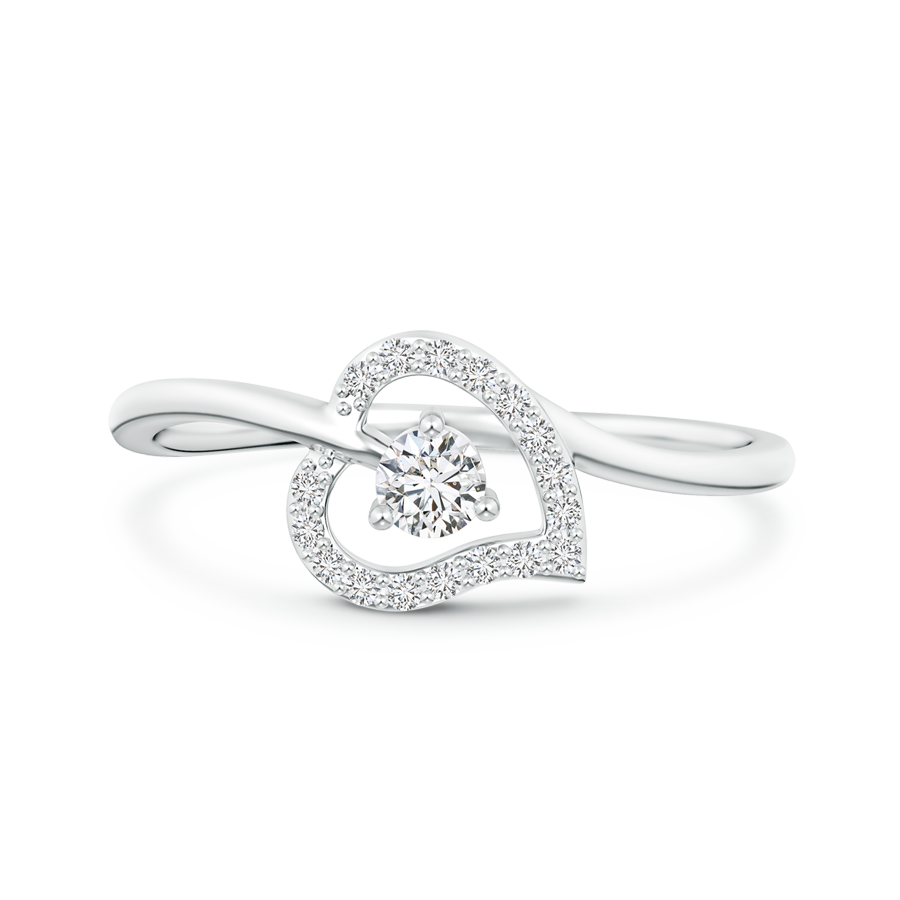 Open Heart Round Lab Grown Diamond Bypass Ring