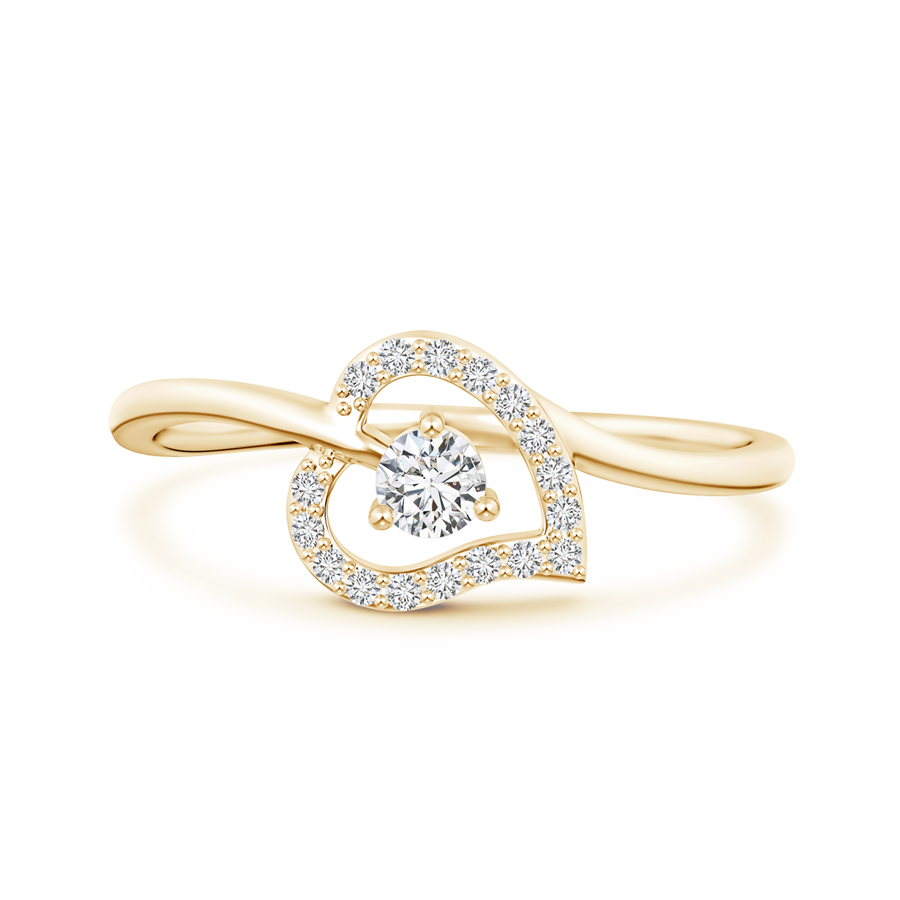 Open Heart Round Lab Grown Diamond Bypass Ring