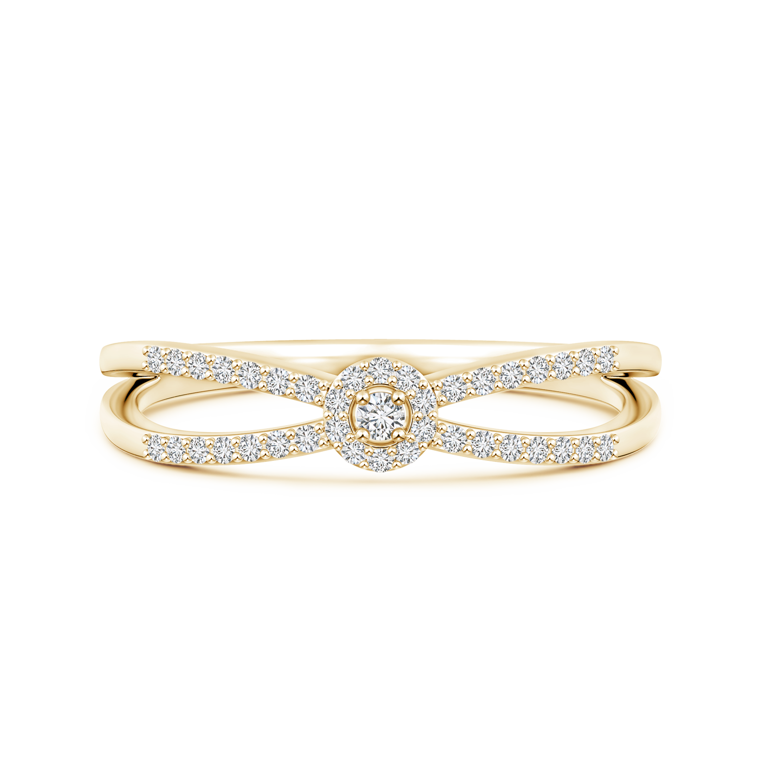 Lab Grown Diamond Split Shank Promise Ring with Halo