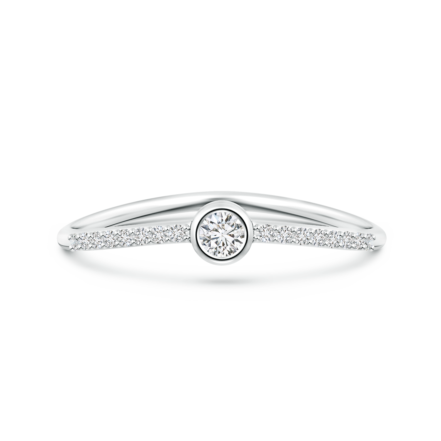 Bezel Set Lab Grown Diamond Wave Promise Ring