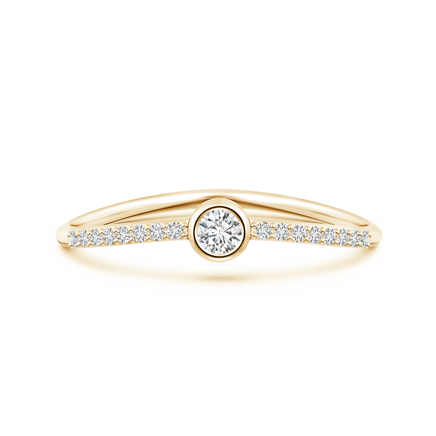 Bezel Set Lab Grown Diamond Wave Promise Ring