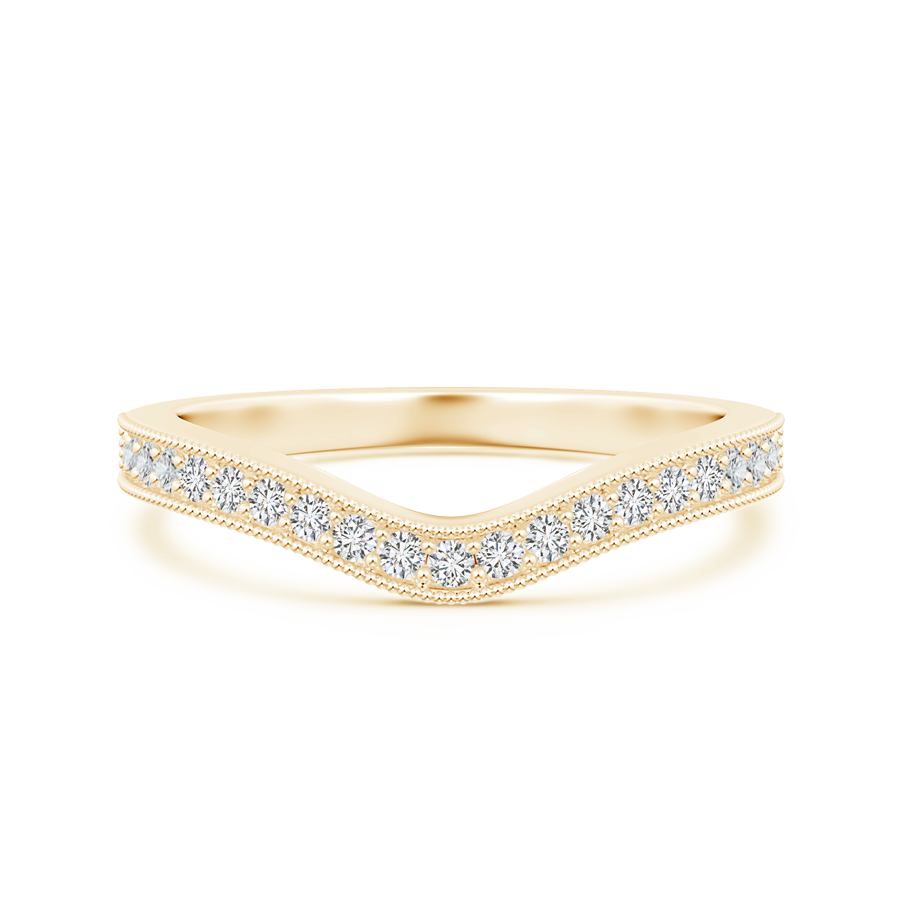 Lab Grown Diamond Indented Semi Eternity Wedding Band