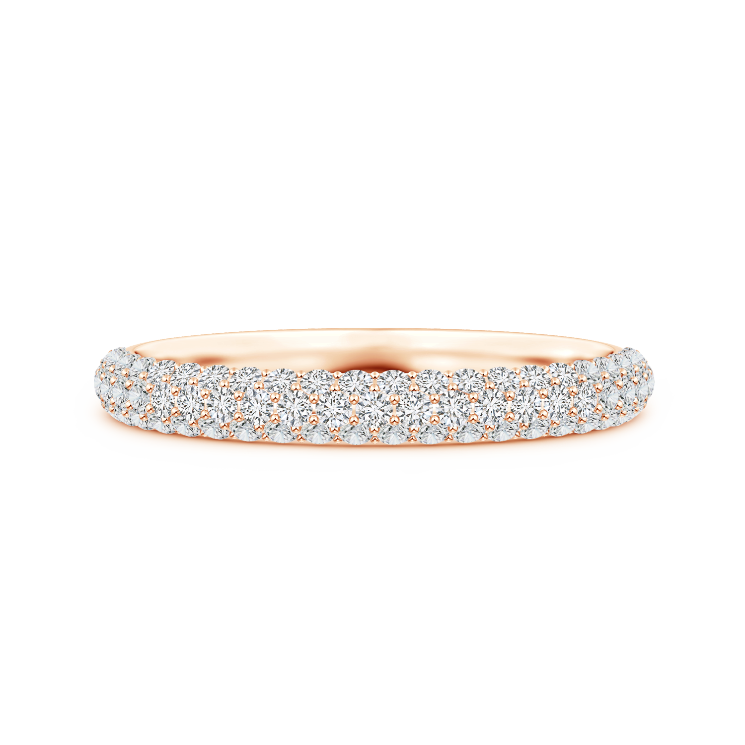 Triple Row Lab Grown Diamond Dome Wedding Band